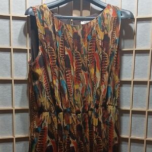 Colorful Abstract Print Sleeveless Dress